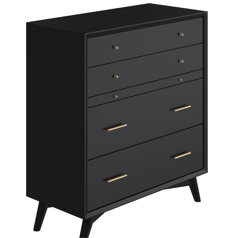 Home Square 2 Piece Set with TV Console and Multifunction Chest in Black