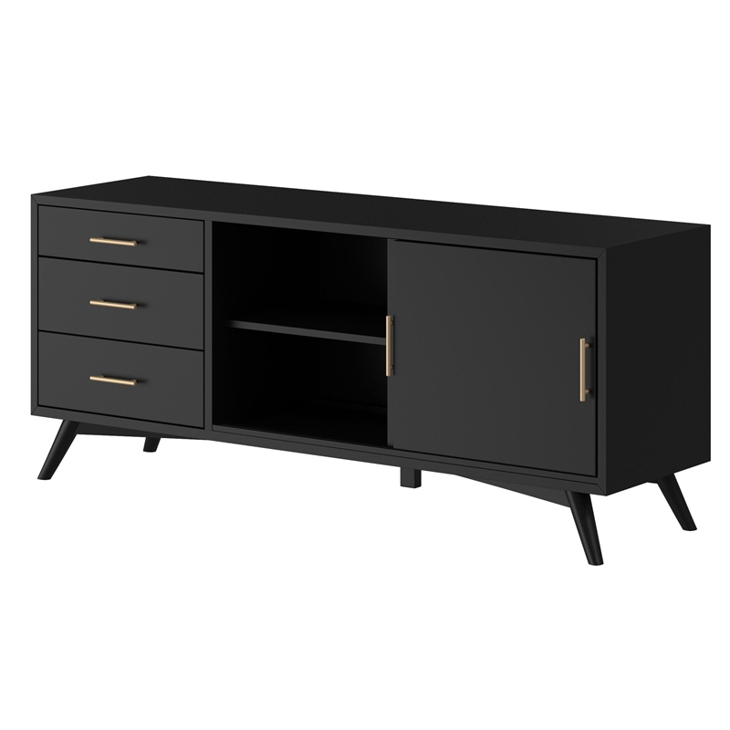 Home Square 2 Piece Set with TV Console and Multifunction Chest in Black