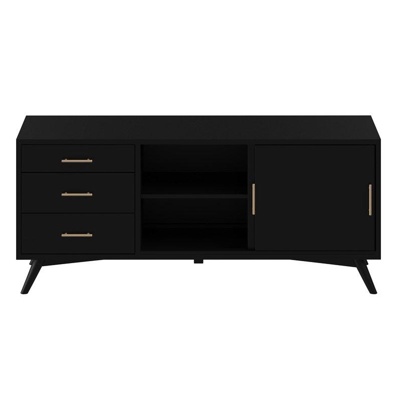 Home Square 2 Piece Set with TV Console and Multifunction Chest in Black