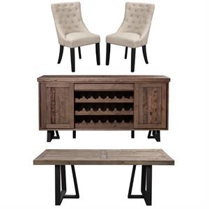 home square 4 piece set with dining table dining side chairs & dining sideboard