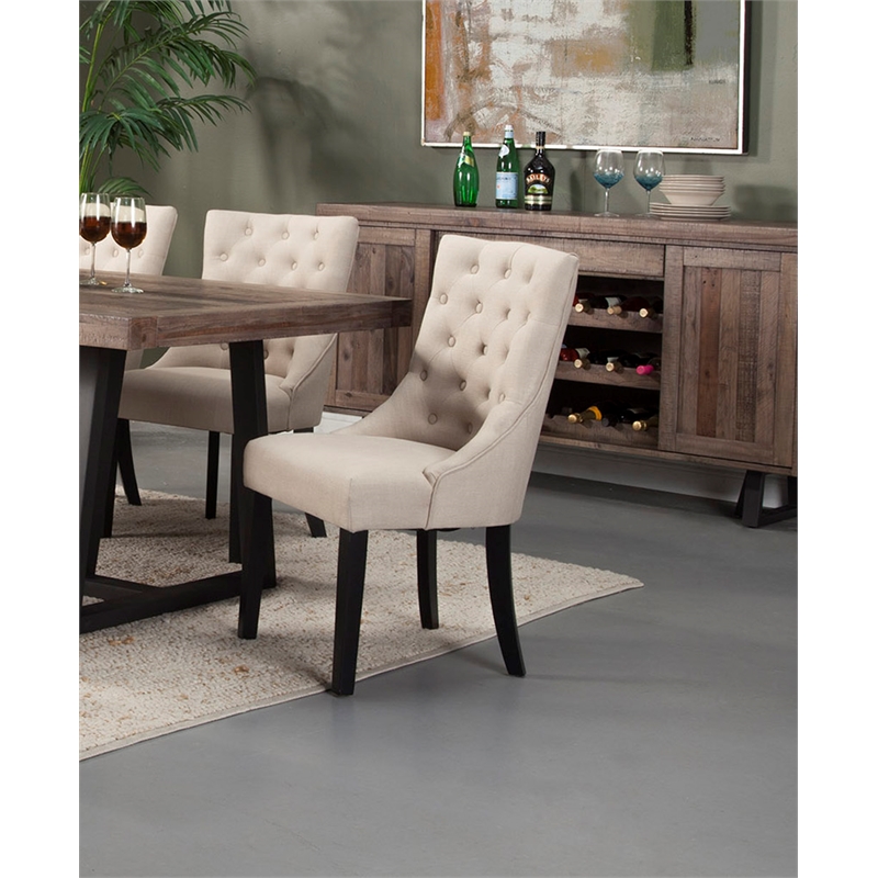 Home Square 5 Piece Set with Dining Table Side Chairs 2-Bench & Sideboard