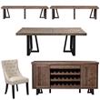 Home Square 5 Piece Set with Dining Table Side Chairs 2-Bench & Sideboard