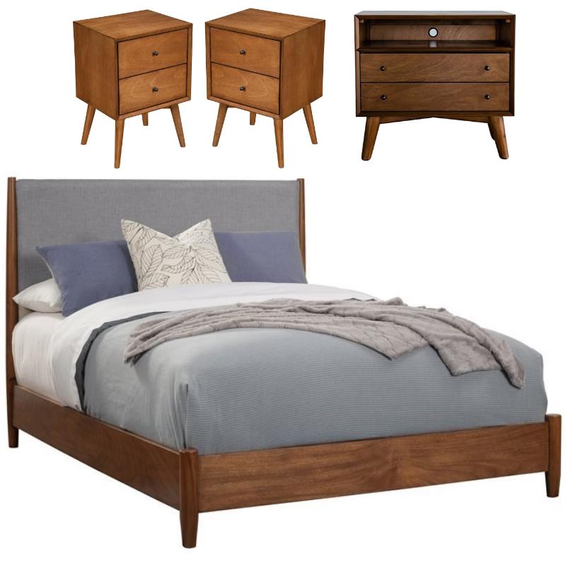 Home Square 4 Piece Set with Large Nightstand Queen Panel & 2-Drawer Nightstand