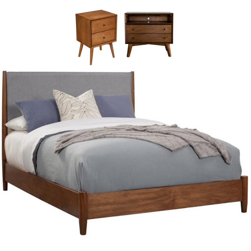 Home Square 3 Piece Set with Large Nightstand Queen Panel Bed & Nightstand