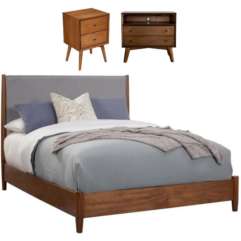 Home Square 3 Piece Set with Large Nightstand King Wood Panel Bed & Nightstand
