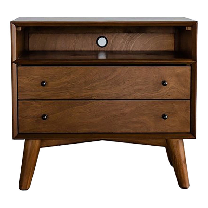 Home Square 4 Piece Set with Large Nightstand King Wood Panel Bed & Nightstand