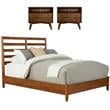 Home Square 3 Piece Set with Full Wood Bed and 2-Drawer Nightstand in Acorn