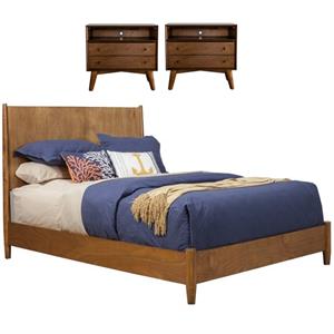 Home Square 3 Piece Set with Full Size Panel Bed and 2-Drawer Nightstand