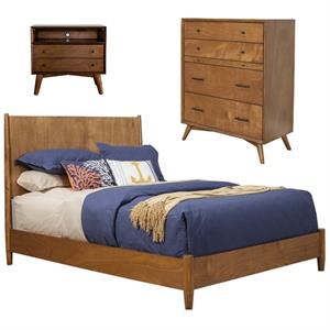 Home Square 3 Piece Set with Chest Full Size Panel Bed and 2-Drawer Nightstand