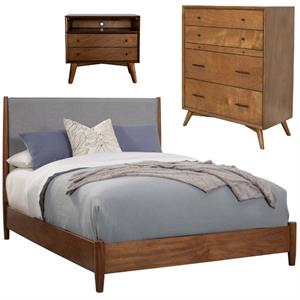 Home Square 3 Piece Set with Chest Queen Panel Bed and 2-Drawer Nightstand