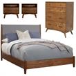 Home Square 4 Piece Set with Chest California King Wood Panel Bed and Nightstand