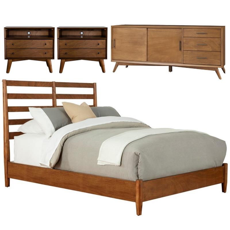Home Square 4 Piece Set with TV Console Standard King Bed and Nightstand