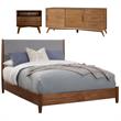 Home Square 3 Piece Set with TV Console Queen Panel Bed & Nightstand in Acorn
