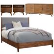Home Square 4 Piece Set with TV Console California King Panel Bed and Nightstand