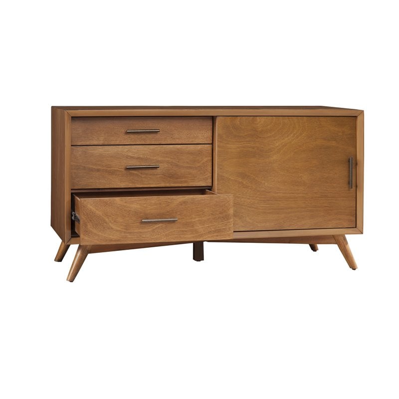 Home Square 3 Piece Set with TV Console Full Wood Bed & Large Nightstand