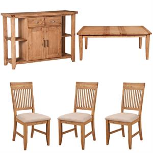 home square 5 piece set with extension dining table side chairs and server