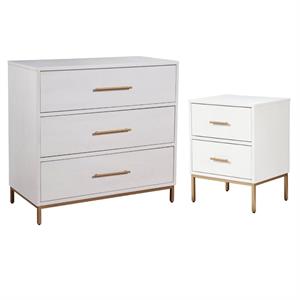 Home Square 2 Piece Furniture Set with Nightstand and Small Chest in White