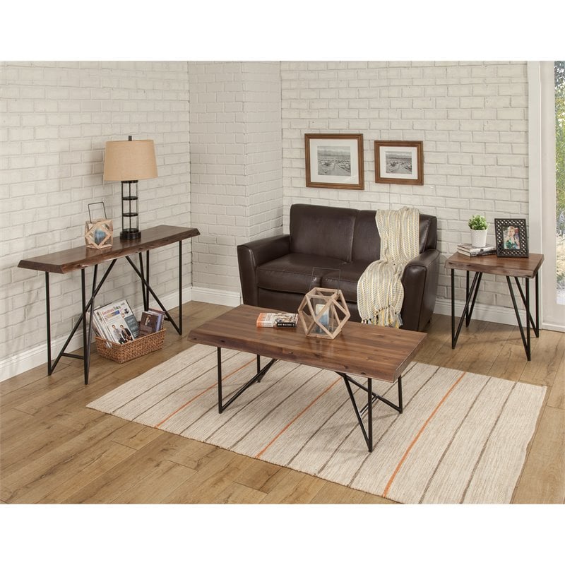 Home Square 3 Piece Set with Cocktail Table Lamp Table and Console Table