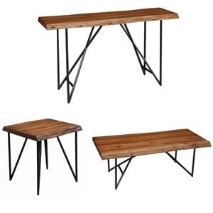 Home Square 3 Piece Set with Cocktail Table Lamp Table and Console Table