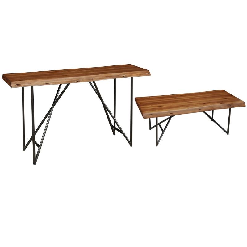 Home Square 2 Piece Set with Cocktail Table and Console Table in Light Walnut