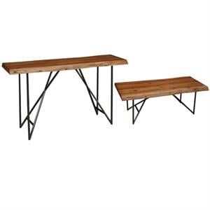 Home Square 2 Piece Set with Cocktail Table and Console Table in Light Walnut