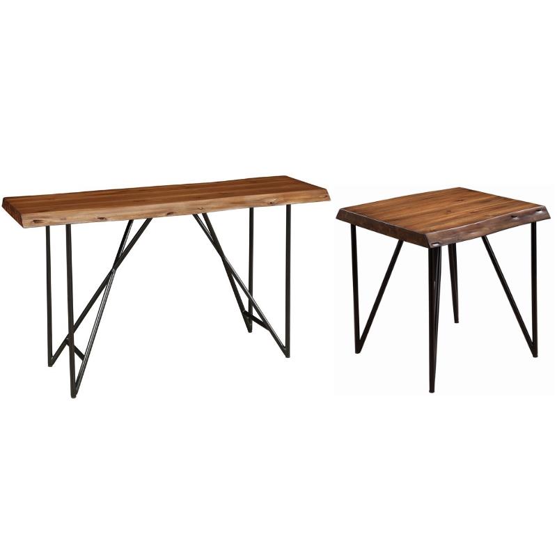 Home Square 2 Piece Set with Lamp Table and Console Table in Light Walnut