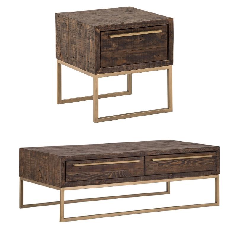 Home Square 2 Piece Set with Lamp Table and Coffee Table in Smokey Taupe (Beige)