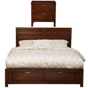 Home Square 3 Piece Furniture Set with Nightstand and Full Size Storage Bed