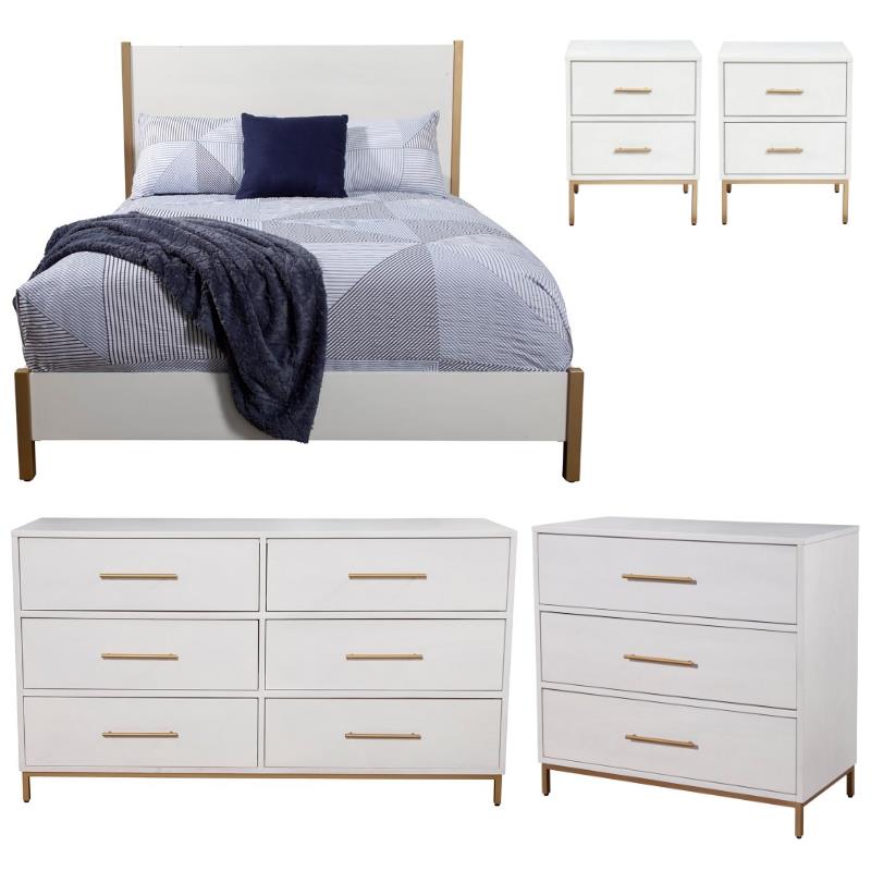 Home Square 5 Piece Set with 2 Nightstands Chest Dresser Standard King Panel Bed