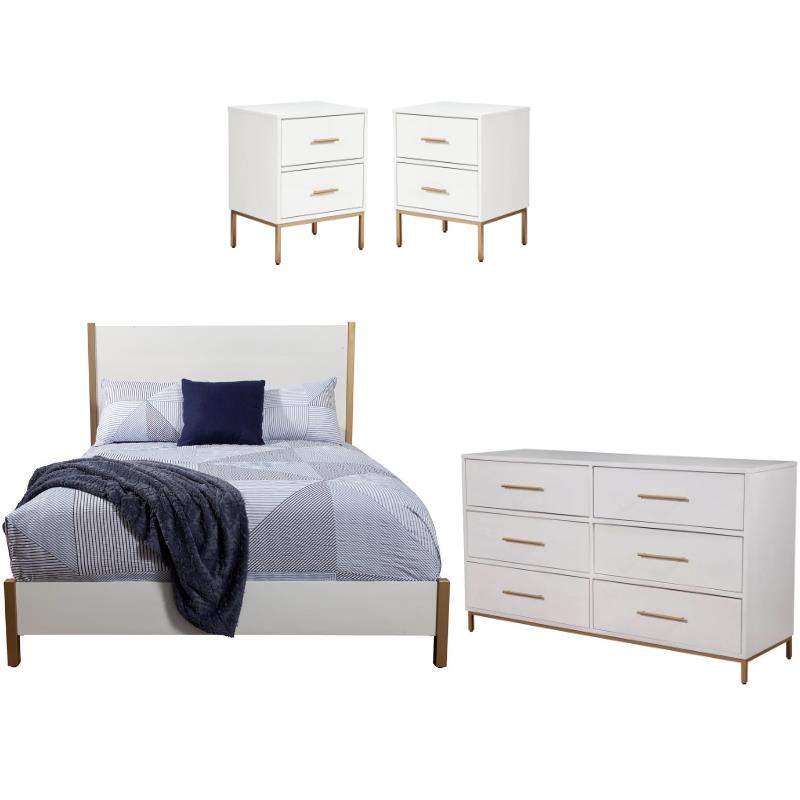 Home Square 4 Piece Set with Nightstand Dresser & Full Size Wood Panel Bed