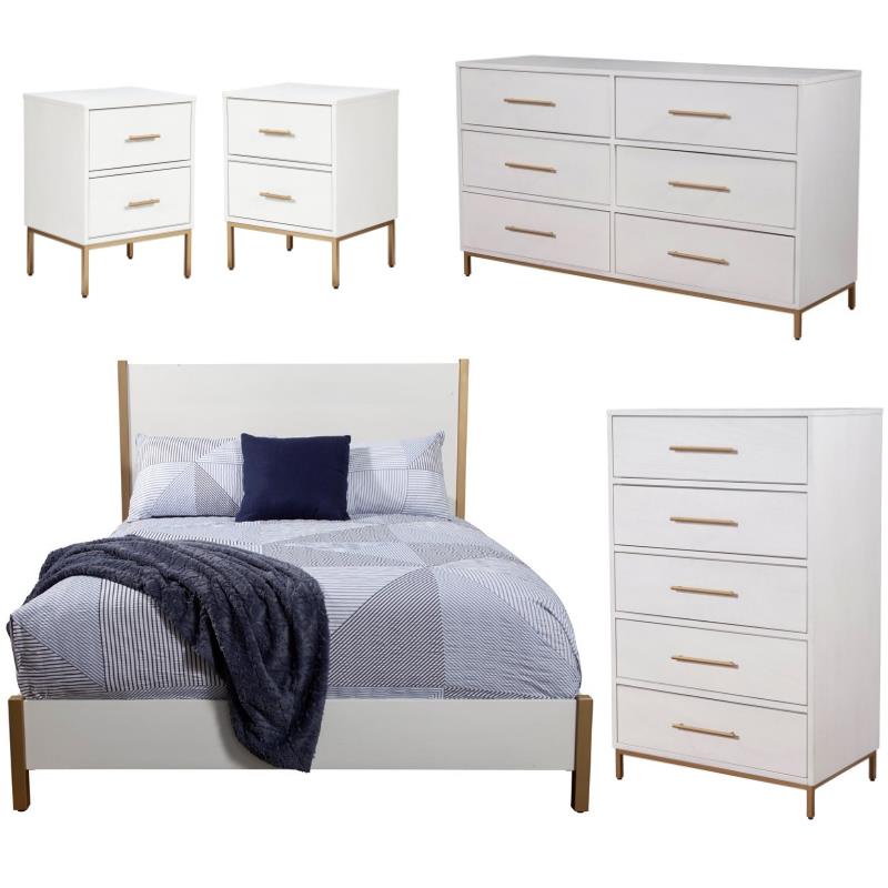Home Square 5 Piece Set with 2 Nightstands Chest Dresser & Full Size Panel Bed