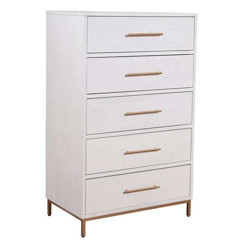 Home Square 4 Piece Set with Nightstand Chest and Queen Platform Bed in White