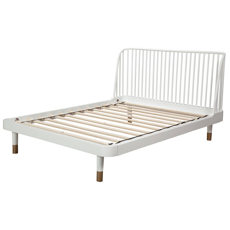 Home Square 4 Piece Set with Nightstand Chest and Queen Platform Bed in White