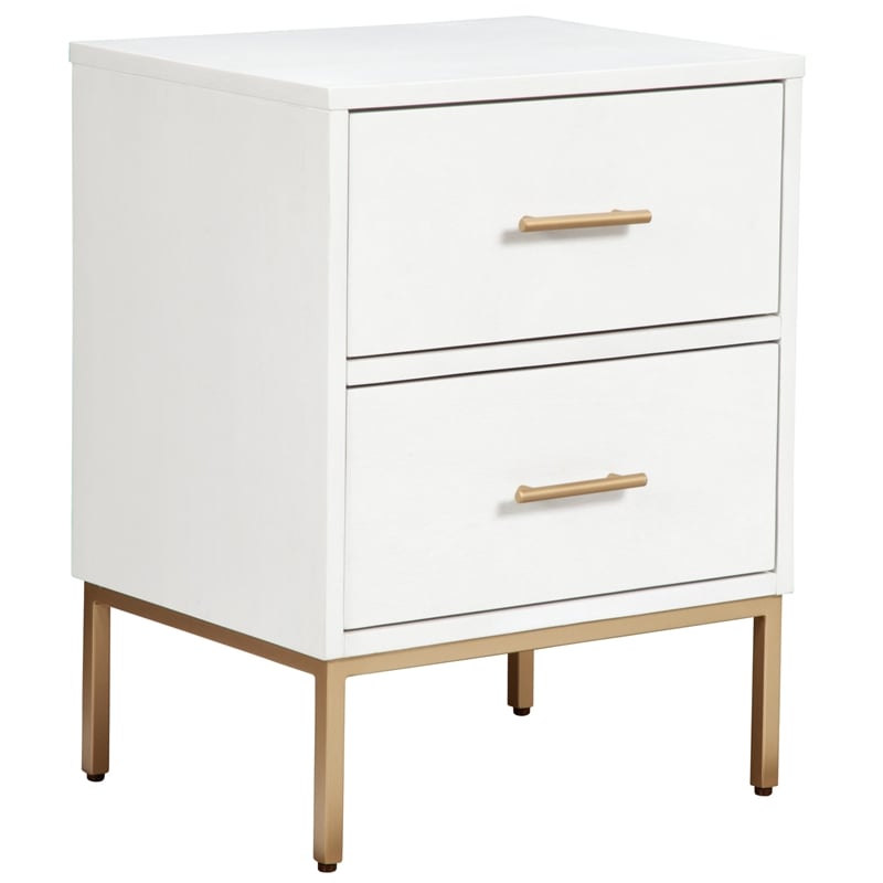 Home Square 4 Piece Set with Nightstand Chest and Queen Platform Bed in White