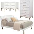 Home Square 4 Piece Set with Nightstand Chest and Queen Platform Bed in White