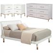 Home Square 4 Piece Set with Nightstand Dresser and Queen Platform Bed in White
