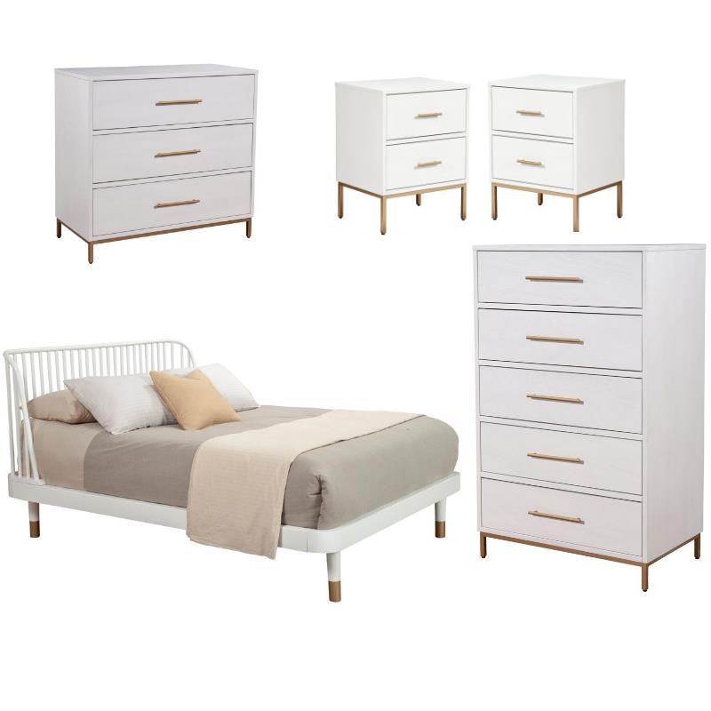 Home Square 5 Piece Furniture Set with Nightstand Chest and Queen Platform Bed