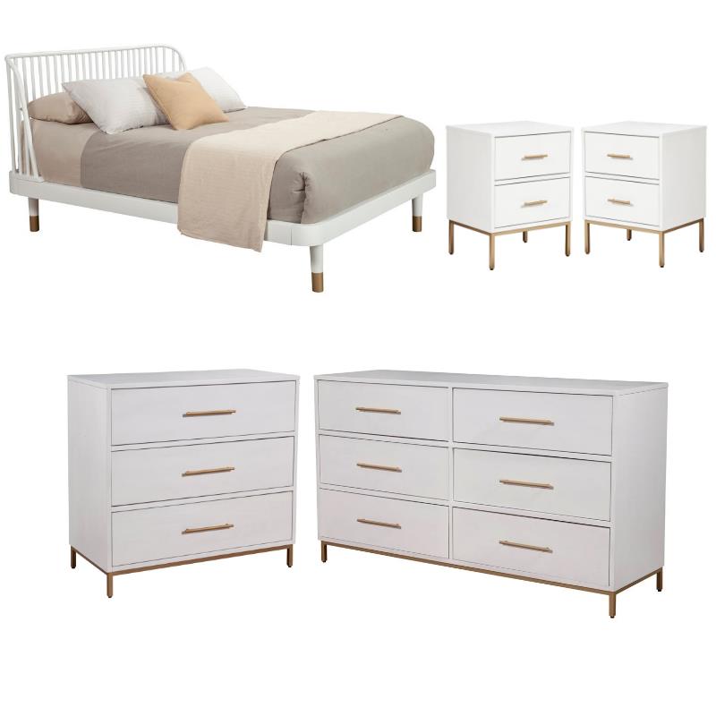 Home Square 5 Piece Set with Nightstand Chest Dresser and Queen Platform Bed