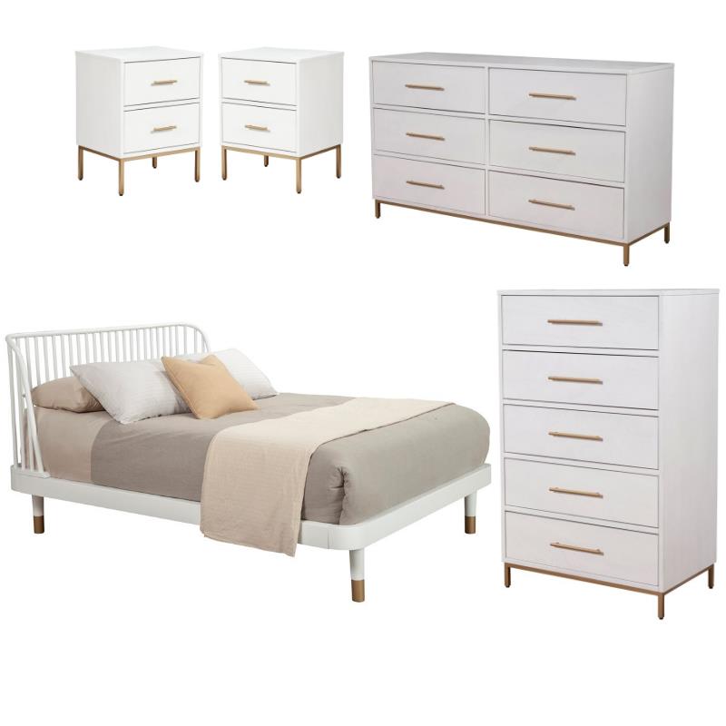5Piece White Bedroom Sets