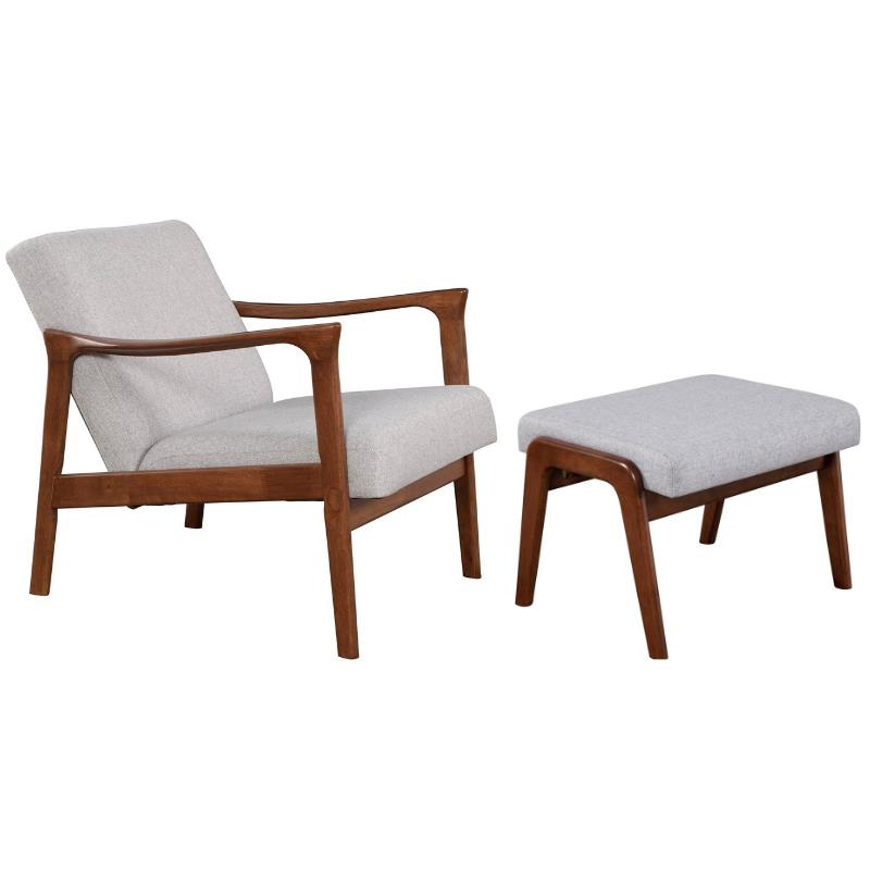 Home Square 2 Piece Furniture Set with Lounge Chair and Footrest in Brown-Gray