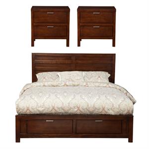 Home Square 3 Piece Set with Nightstand and California King Storage Bed