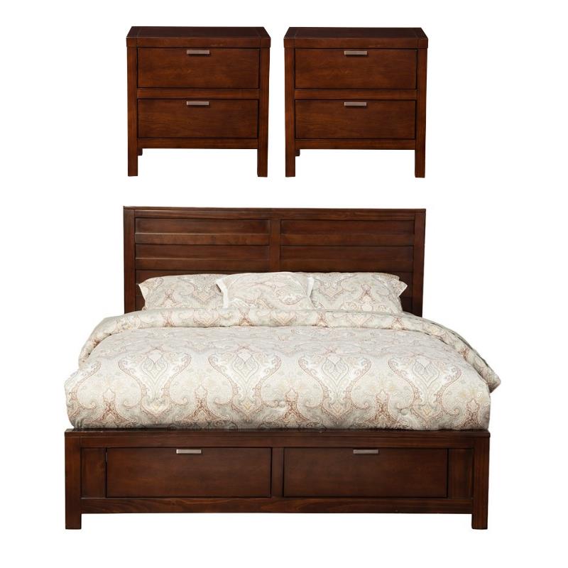 Home Square 3 Piece Furniture Set with Nightstand and Eastern King Storage Bed
