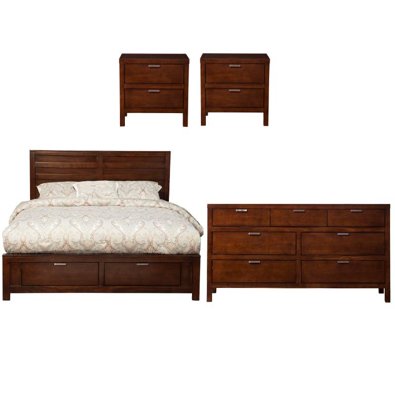 Home Square 4 Piece Set with Nightstand Eastern King Storage Bed & Dresser