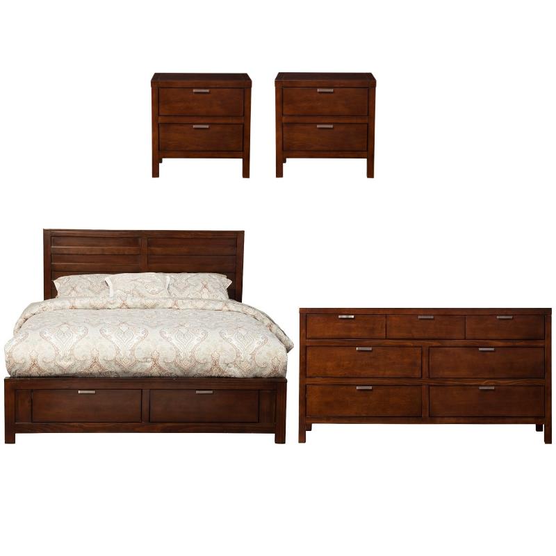 Home Square 4 Piece Set with Nightstand Full Size Storage Bed & Dresser