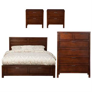 Home Square 4 Piece Set with Nightstand Queen Storage Bed & Chest