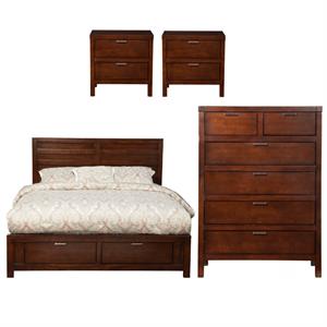 home square 4 piece set with nightstand eastern king storage bed & chest