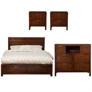 home square 4 piece set with nightstand eastern king bed and tv media chest