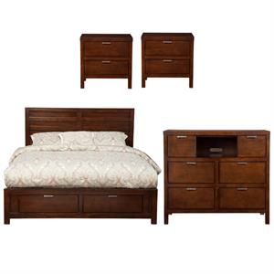 home square 4 piece set with nightstand full size storage bed and tv media chest