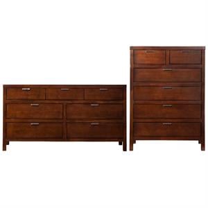 home square 2 piece furniture set with dresser and chest in cappuccino
