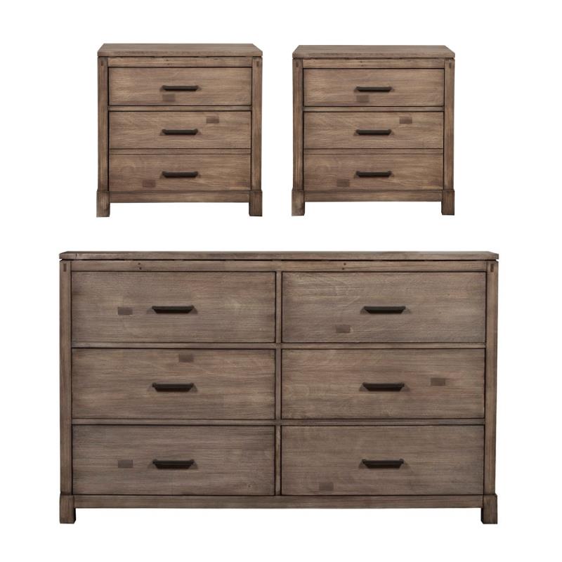 Home Square 3 Piece Set with Wood 2-Drawer Nightstand and 6-Drawer Dresser